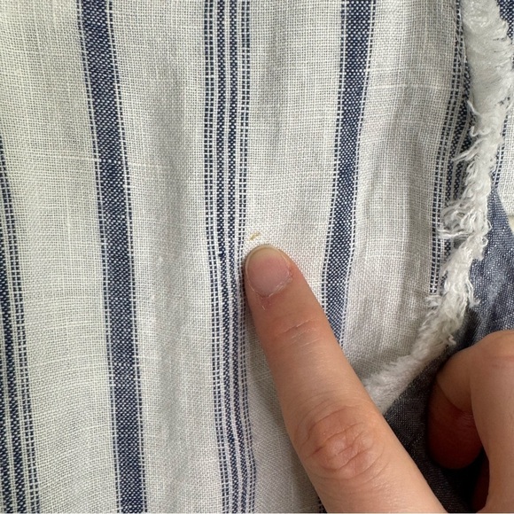 Chico's Womens Size 16 100% Open Front Striped Casual Blazer Jacket Fringe Boho - Picture 4 of 10